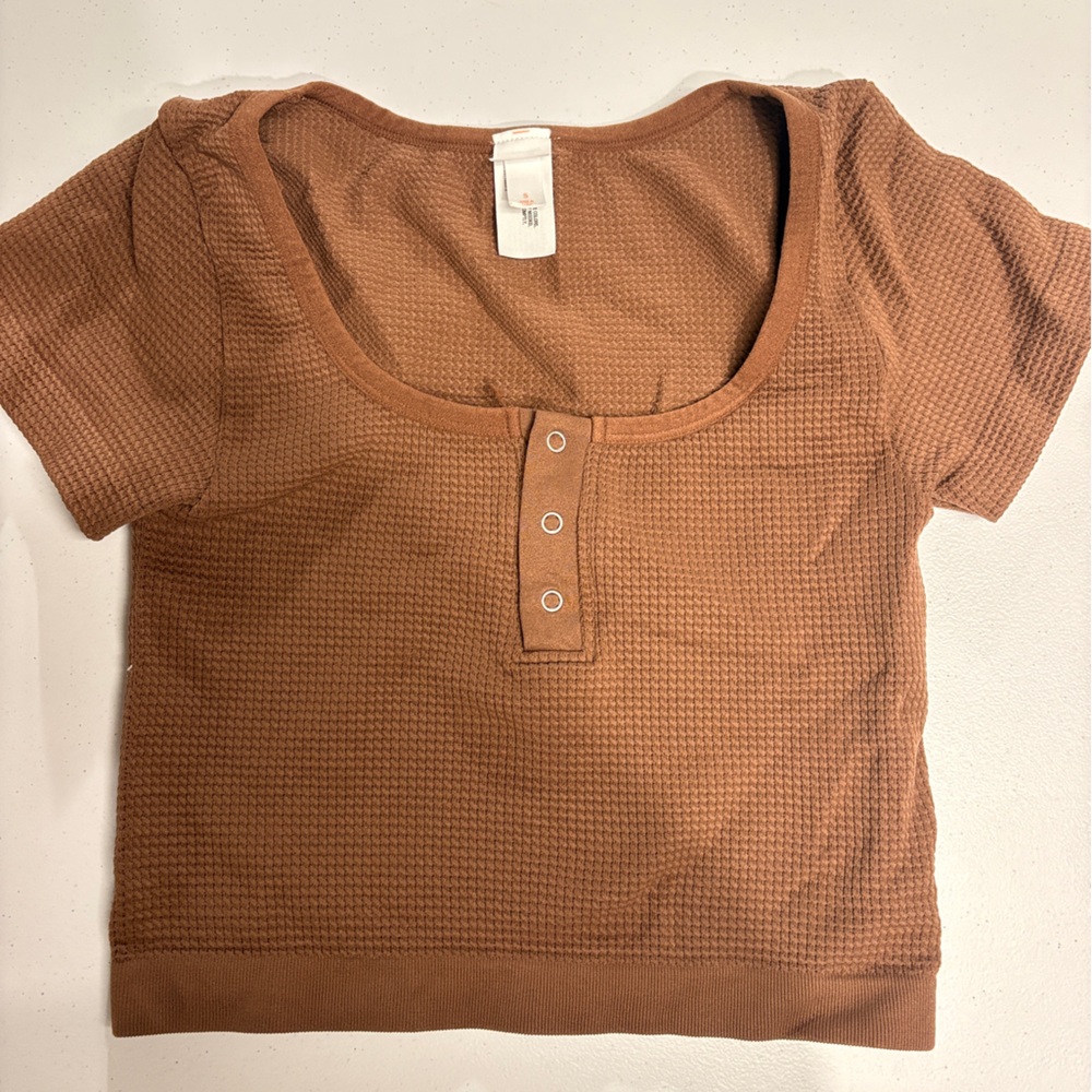 Colsie brown button down crop top